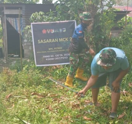 Proyek Sanitasi TMMD Reguler ke-130 Dimulai dengan Pembersihan Lokasi di Poso